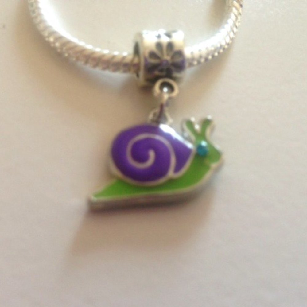 “SNAIL” Silver Plated Dangling Charm Bead For European Style Charm Bracelets
